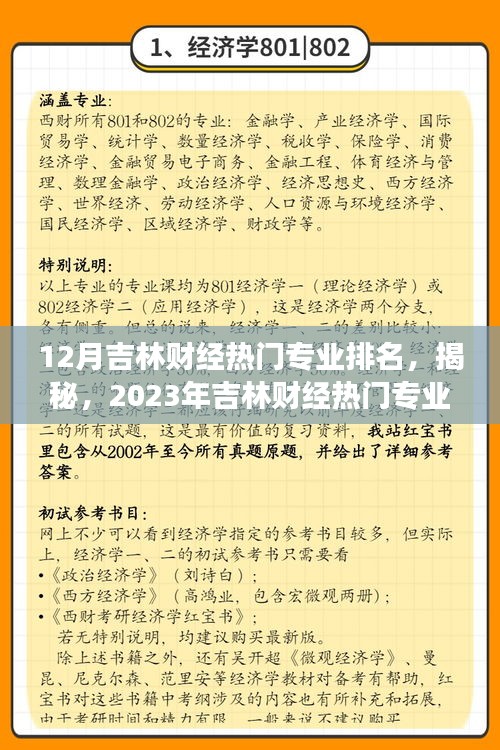 揭秘，2023年吉林財(cái)經(jīng)熱門專業(yè)排名榜單，你心儀的專業(yè)在其中嗎？