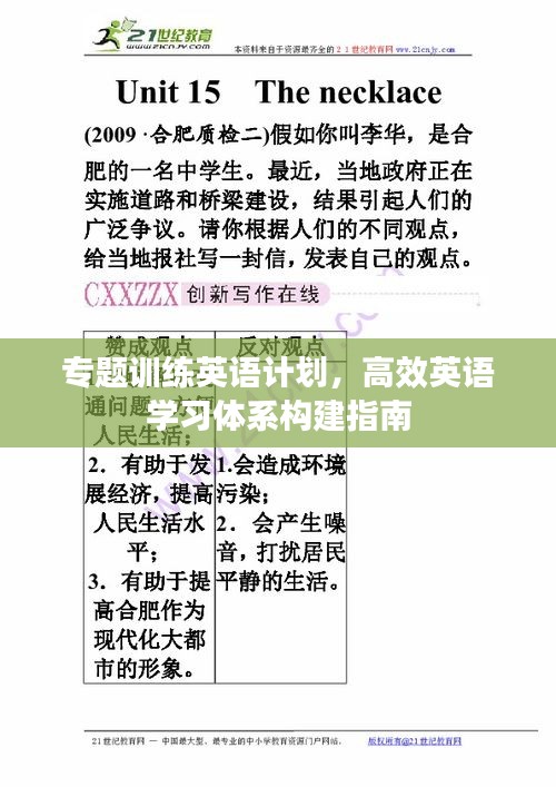 專題訓練英語計劃，高效英語學習體系構建指南