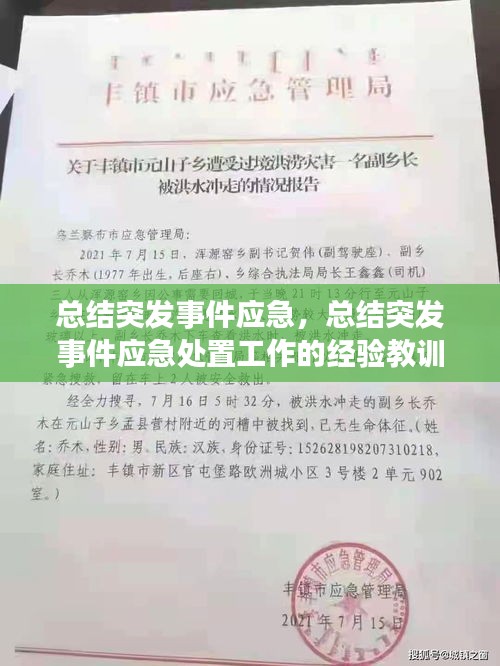 總結(jié)突發(fā)事件應(yīng)急，總結(jié)突發(fā)事件應(yīng)急處置工作的經(jīng)驗教訓,并向 