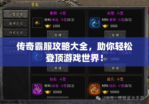 傳奇霸服攻略大全，助你輕松登頂游戲世界！
