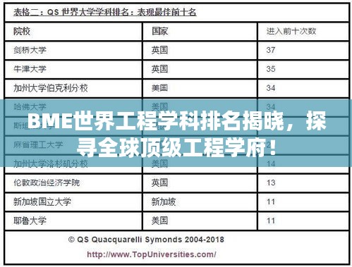 BME世界工程學(xué)科排名揭曉，探尋全球頂級(jí)工程學(xué)府！