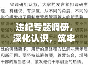 違紀(jì)專題調(diào)研，深化認(rèn)識(shí)，筑牢防線，守護(hù)制度紅線