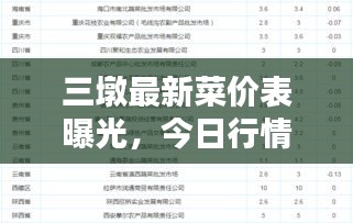 三墩最新菜價表曝光，今日行情，不容錯過！