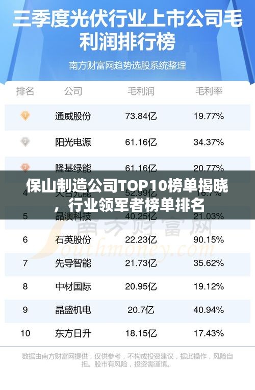 保山制造公司TOP10榜單揭曉，行業(yè)領軍者榜單排名