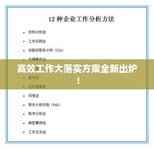 高效工作大落實(shí)方案全新出爐！