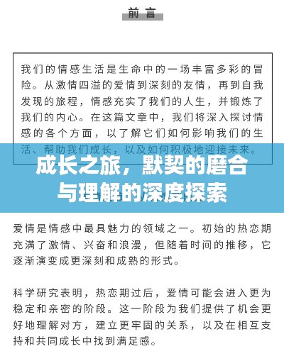 成長之旅，默契的磨合與理解的深度探索