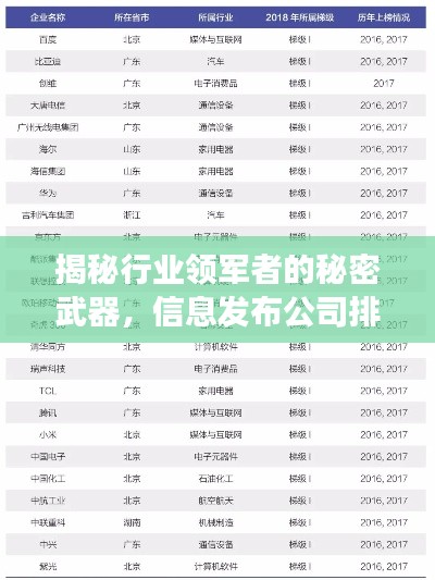 揭秘行業(yè)領(lǐng)軍者的秘密武器，信息發(fā)布公司排名榜單重磅出爐！